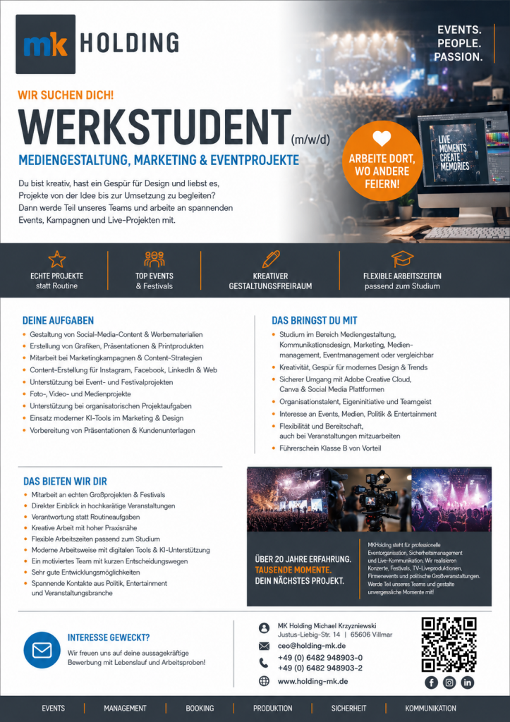 Stellenanzeige Werskstudent (m/w/d)