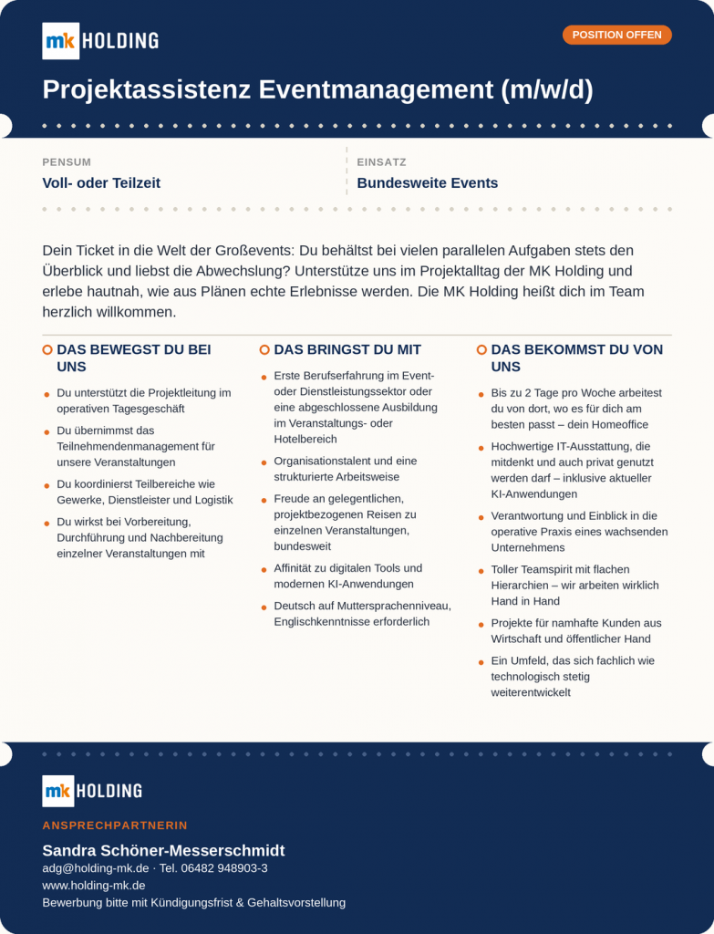 Stellenanzeige Projektassistenz (m/w/d)