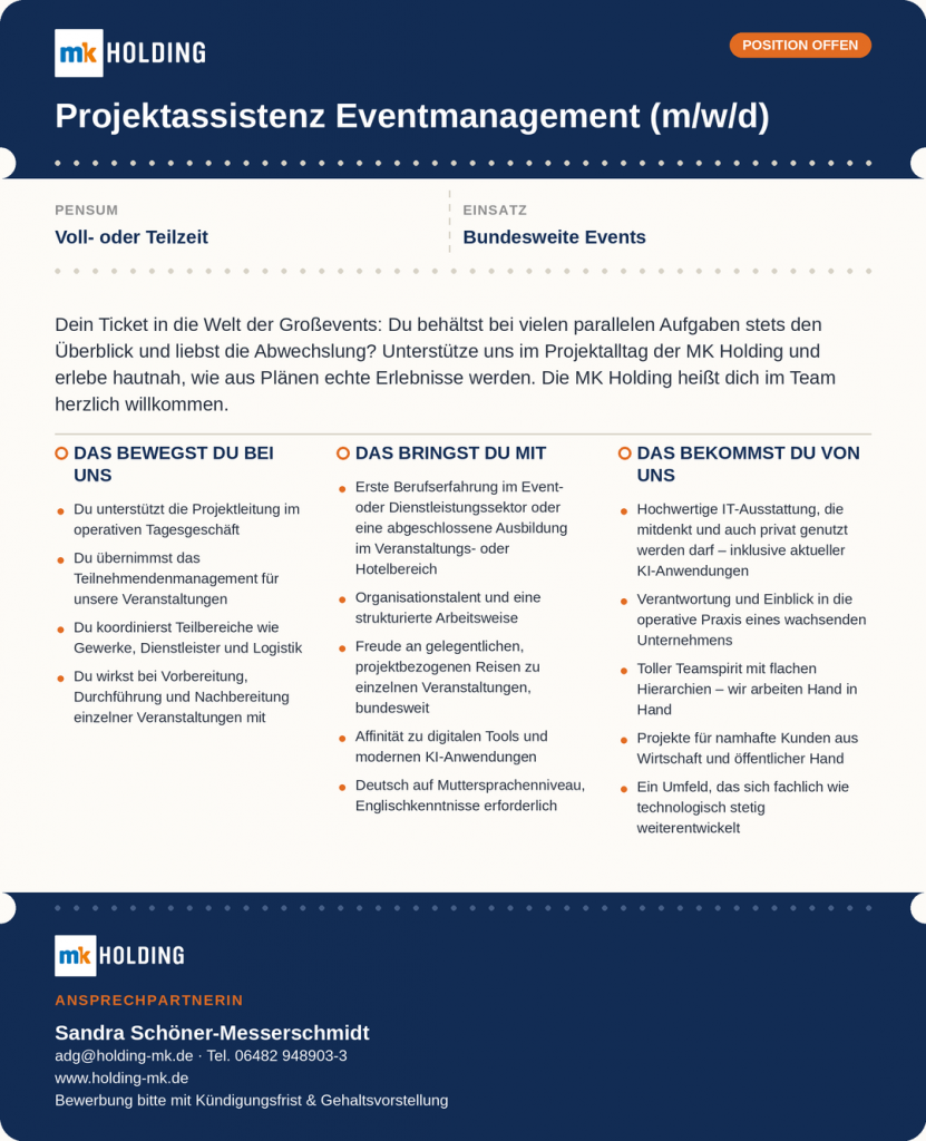 Stellenanzeige Projektassistenz (m/w/d)