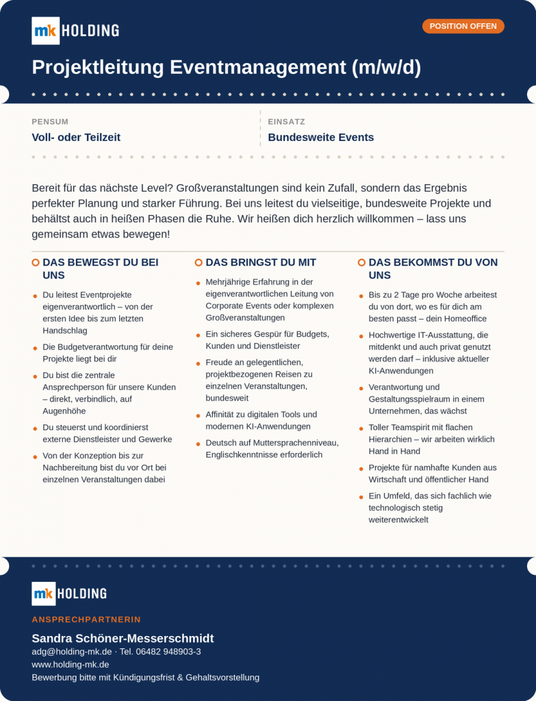Stellenanzeige Projektleitung (m/w/d)