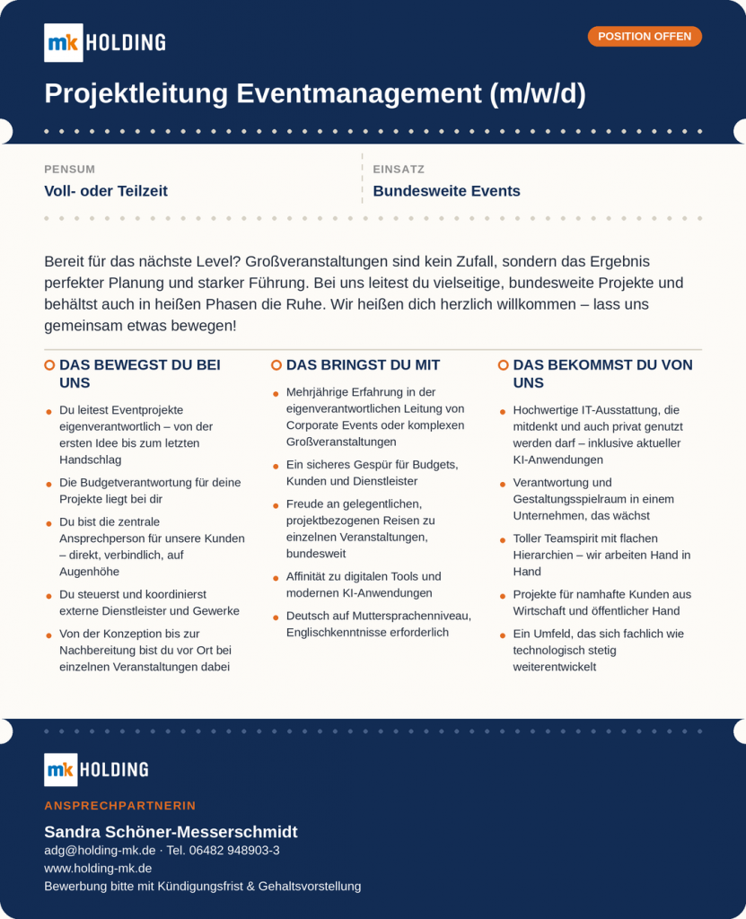Stellenanzeige Projektleitung (m/w/d)